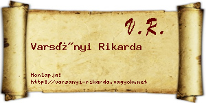 Varsányi Rikarda névjegykártya
